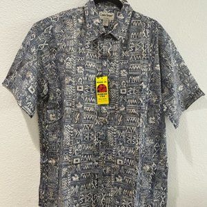 1990's Cotton Cooke Street Aloha Shirt - Blue Hawaiian Print